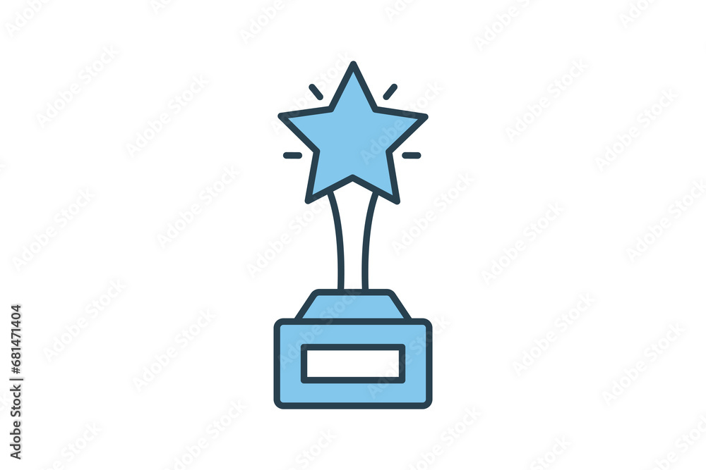 Poster excellence icon. trophy with stars. icon related to core values. flat line icon style. simple vector