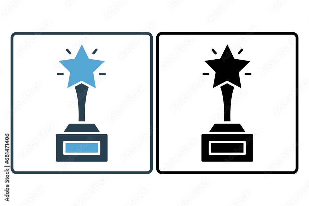 Poster excellence icon. trophy with stars. icon related to core values. solid icon style. simple vector des