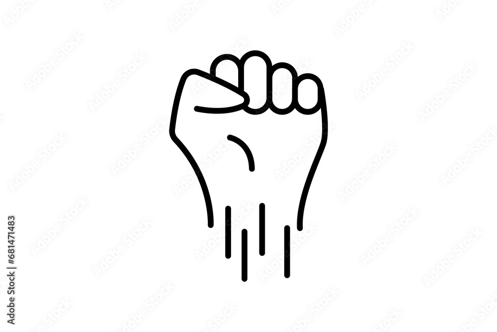 Poster courage icon. hands clenched. icon related to core values. line icon style. simple vector design edi
