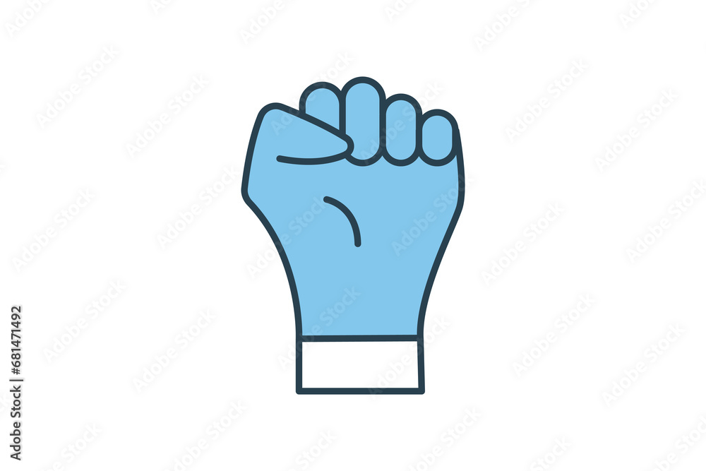 Poster courage icon. hands clenched. icon related to core values. flat line icon style. simple vector desig