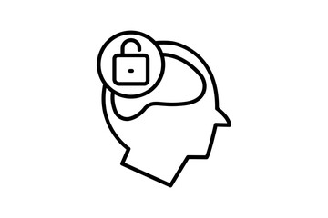 open minded icon. head with open padlock. icon related to core values. line icon style. simple vector design editable