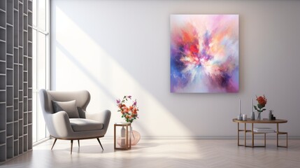 Large blank canvas hanging on the gallery wall  AI generated illustration