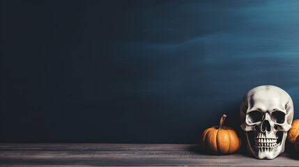 halloween pumpkin with skull