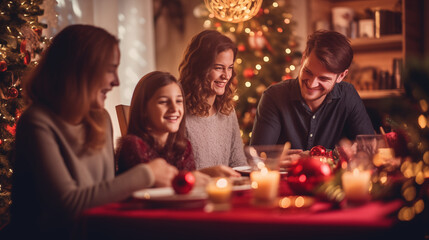 Obraz na płótnie Canvas Cozy Christmas Family Dinner