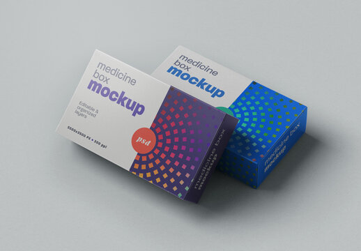 Pill Box Medicine Packaging Mockup