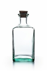 Transparent glass bottle with a white background AI generated illustration