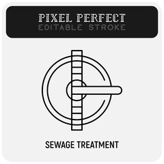 Water sewage treatment thin line icon. Water filtration. Pixel perfect, editable stroke. Vector illustration.