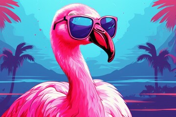 flamingos with glasses pop art
