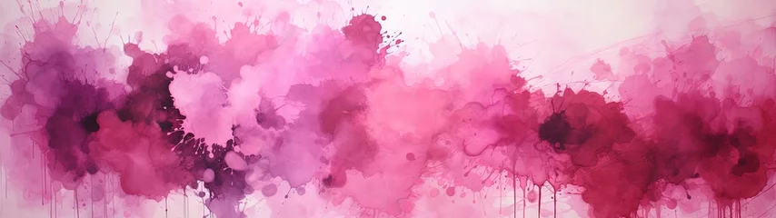 Wandaufkleber Vibrant Pink and Purple Abstract Art Piece with Panoramic Spread © Unitify