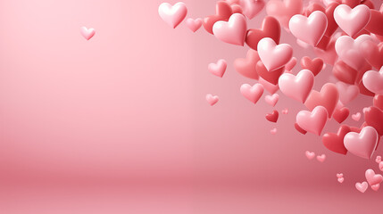 Walentynkowe abstrakcyjne pastelowe tło dla zakochanych par - miłość w powietrzu pełna serc.  Wzór do projektu baneru - obrazy, fototapety, plakaty