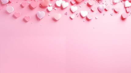 Walentynkowe abstrakcyjne pastelowe tło dla zakochanych par - miłość w powietrzu pełna serc. Słowo kocham. Wzór do projektu baneru - obrazy, fototapety, plakaty