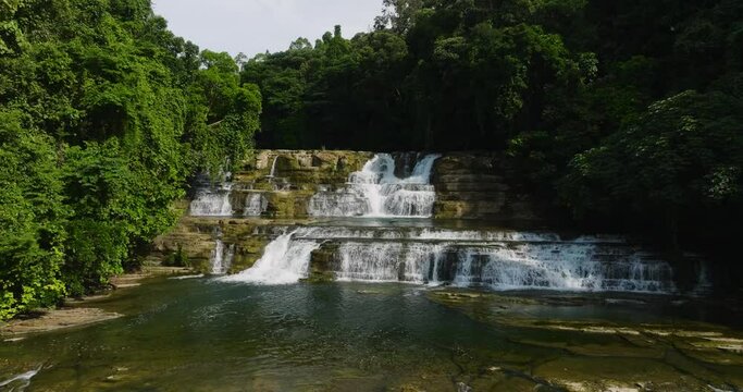 Flying over the widest multi-tiered waterfall in the Philippines. Tinuy-an Falls in Bislig, Surigao del Sur.