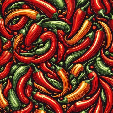 seamless pattern with red peppers © Садыг Сеид-заде