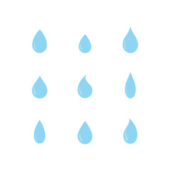 Set of water drops isolated on white background. Vector illustration. 