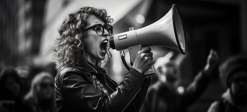 Arrogance, noisy woman, director, protester concept.