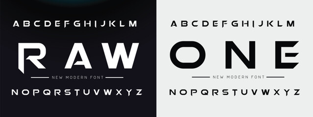 Abstract minimal future alphabet fonts. simple typography sport future creative font . vector illustrator - obrazy, fototapety, plakaty