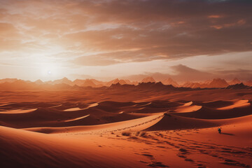 Fototapeta na wymiar Camel caravan in the desert Sahara