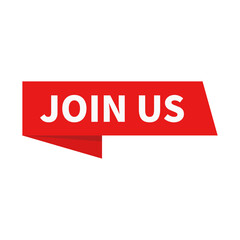 Join Us In Red Ribbon Rectangle Shape For Advertisement Marketing
