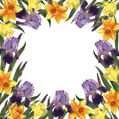 Floral frame from spring flowers. Floral frame from spring flowers. Stylish fashion frame.