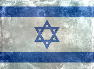 Vintage flag of Israel with the star of David