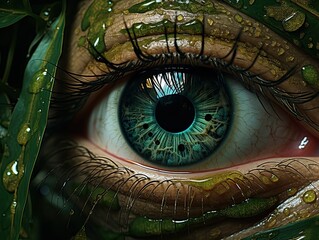 Jade Green Eye with Leaves