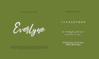 Handwritten Script font. Hand drawn brush style modern calligraphy cursive typeface. Hand Lettering and Custom Typography alphabet for Designs: Logo, Greeting Cards, Poster. Vector Brush type set.
