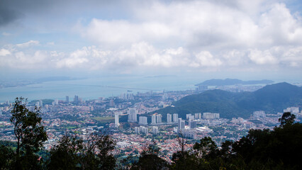 Panorama of Penang ( Georgetown ) in Malaysia seen from Penang Hill