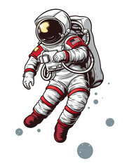 Cartoon Christmas astronauts in Space suit floating, Isolated background, PNG,  