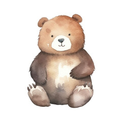 Watercolor illustration of a cute chubby bear. Concept: playful nursery art.