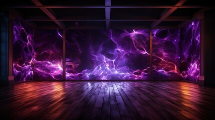 Dark Walnut Floor with Purple Fire Background