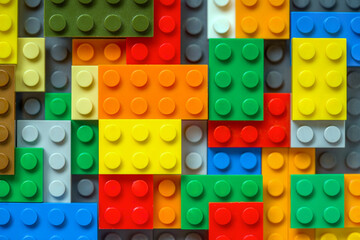 Diverse Toy Block Pattern. Colorful Surface from Building Brick: Toy Background