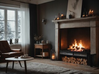 Festive atmosphere with a fireplace