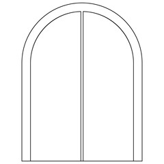 Arch type of window outline for house isolated on white background. Clipart.