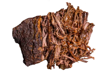 Foto op Aluminium BBQ pulled pork meat on plate.  Transparent background. Isolated. © Vladimir