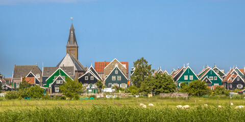 Panorama overview of Marken Village - obrazy, fototapety, plakaty