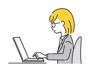 デスクワークをするビジネスウーマン