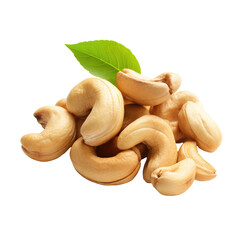 Big pile of cashew nuts isolated on a white or transparent background, png