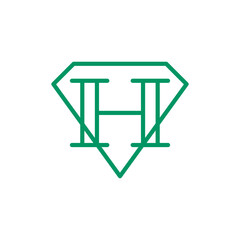 initial Letter H Diamond Logo Concept icon sign symbol Element Design Line Art Style. Jewellery, Jewelry, Gem Logotype. Vector illustration template