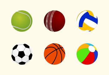 Set of sport balls isolated on white background