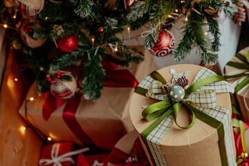 Christmas Gift Boxes Under the Christmas Tree