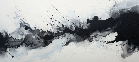 Black ink splash art background. Generative AI technology.	
 - obrazy, fototapety, plakaty