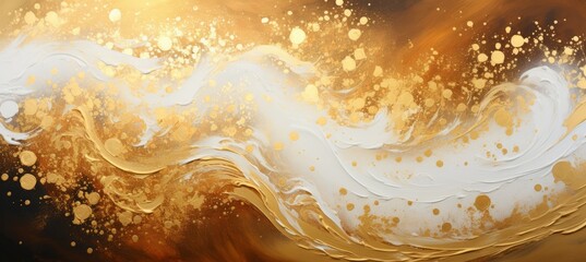 Abstract gold paint flow texture background. Generative AI technology.	
