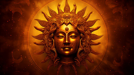 Sun deity Surya - Hindus, Sikhs and Muslims Maghi festival and Lohri celebration  symbol