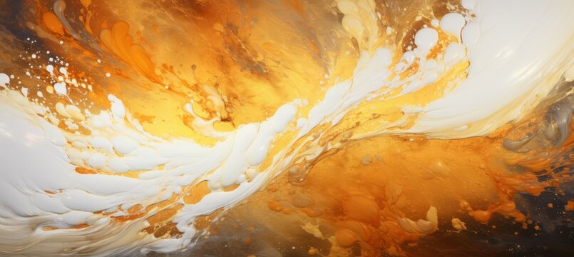 Abstract liquid gold flow art background. Generative AI technology.	
