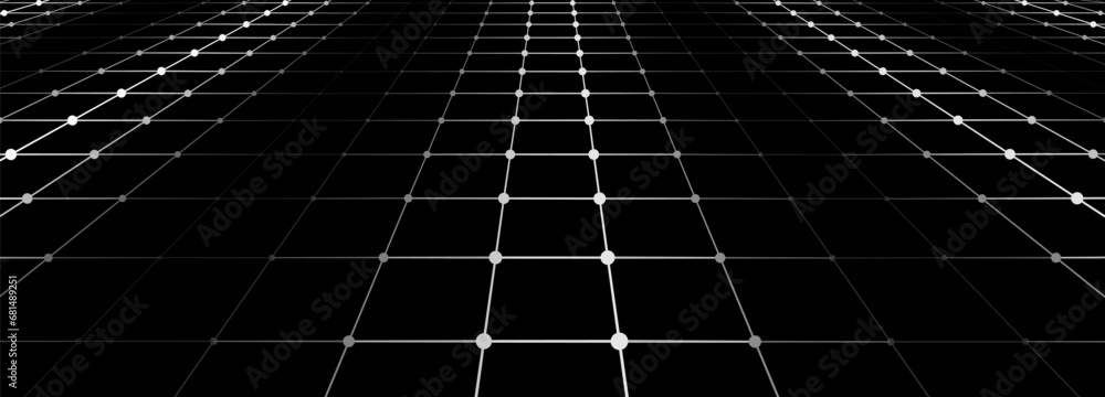 Poster Vector perspective grid. Abstract gradient wave of lines. Big data. Digital background. Futuristic vector illustration.