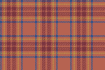 Plaid background, check seamless pattern in red. Vector fabric texture for textile print, wrapping paper, gift card or wallpaper.