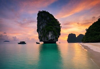 Iridescent Isles: Thailand's Phi Phi Islands Sunset.