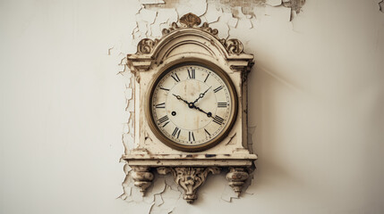 antique clock on wall - obrazy, fototapety, plakaty