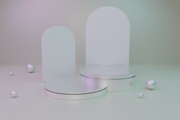 Product podium in white room. Abstract modern vector rendering 3d shape for products display presentation.