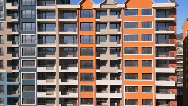 facade of a newly built residential building with bright colors
